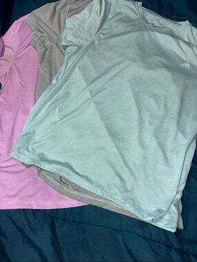 2 - Adidas Mint Green & Light Hunter Green Tee + ***Lavender/purple*See descr